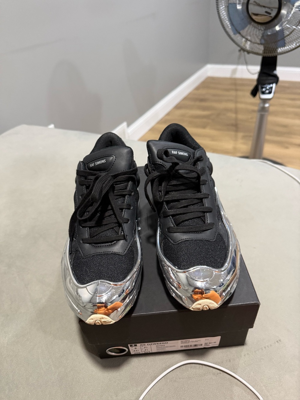 Raf Simons Black Sneakers with Metallic Chrome Toe